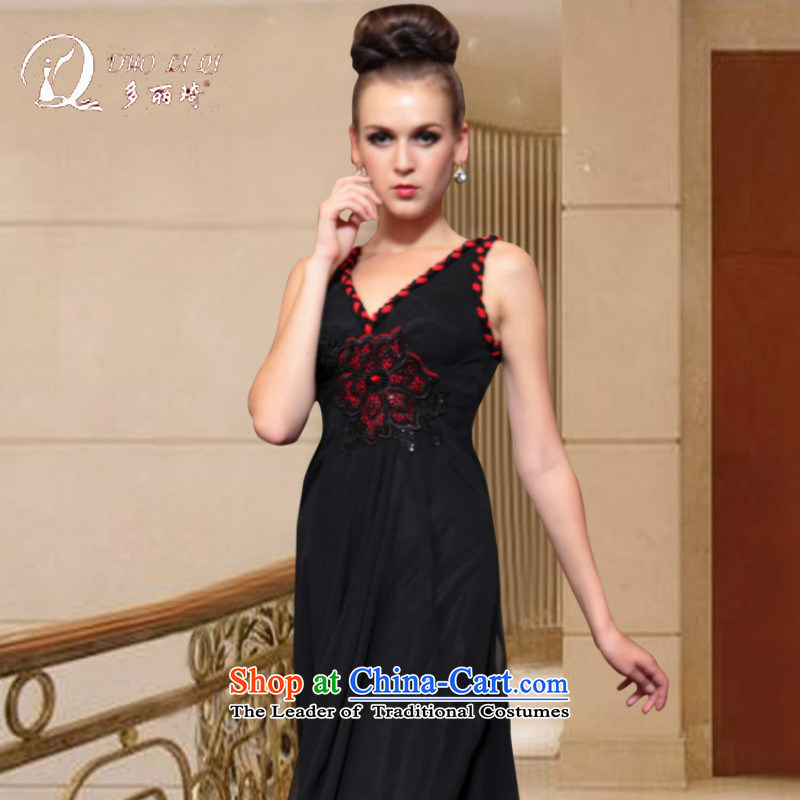 Doris Qi western dress deep black evening banquet focus to align the shoulders in a small short dress dress black M, Doris Qi (doris dress) , , , shopping on the Internet