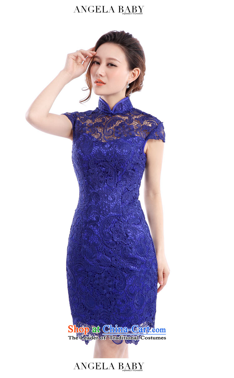 (Heung-lun's health lace daily evening dresses qipao skirt 2015 Spring/Summer Cocktail Reception Banquet short, small Chinese bride the lift mast dress blue XXL picture, prices, brand platters! The elections are supplied in the national character of distribution, so action, buy now enjoy more preferential! As soon as possible.