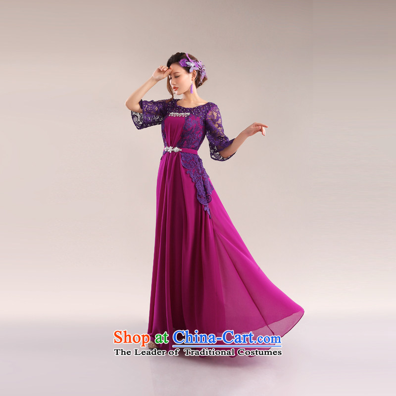 (Aaron's health in incense cuff lace evening dress dresses marriages bows service long arts pro forma elegant late binding marriage long skirt sexily purple S, incense Chou's shopping on the Internet has been pressed.