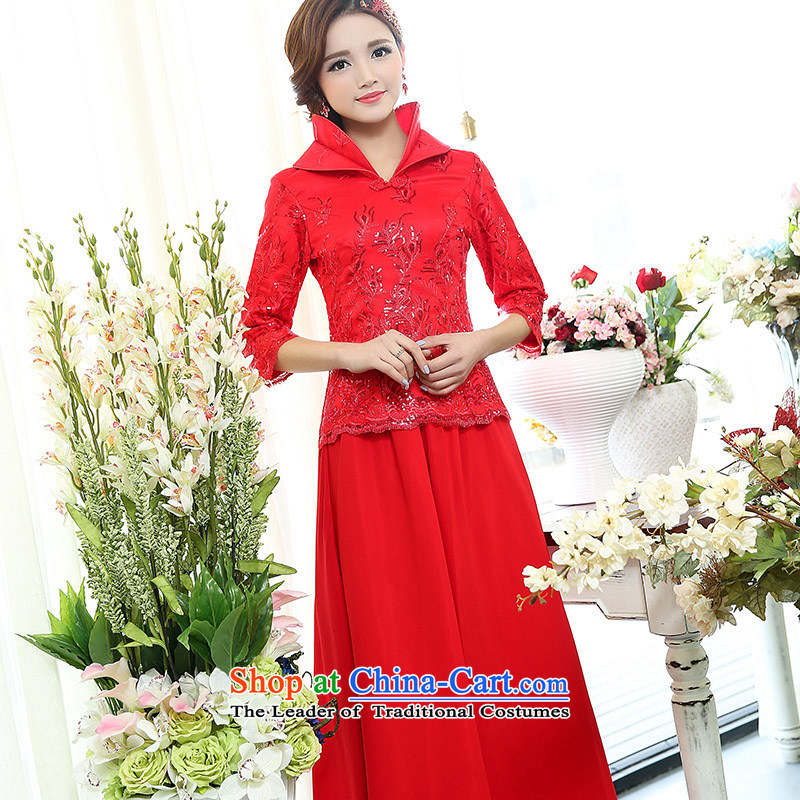 Read and el-soo 2015 Spring decorated in minimalist female Chinese wedding dresses bows dresses retro two kits of red , read and 1509A. el-soo , , , shopping on the Internet
