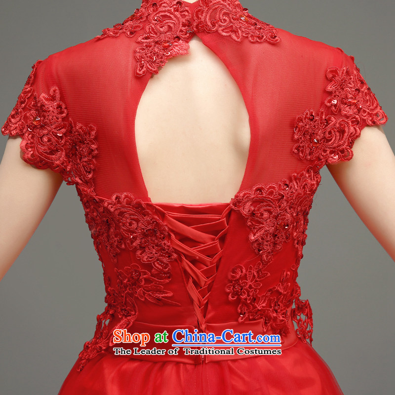 In accordance with the Netherlands varies with the bride short, bows to the new 2015 Spring/Summer stylish wedding dress qipao red video thin red short of large evening dress according to the Netherlands in red m Adapter , , , shopping on the Internet