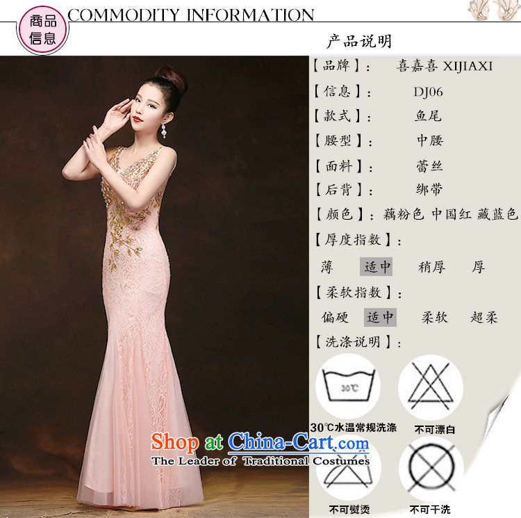 Hei Kaki 2015 new bows dress Korean crowsfoot shoulders evening dresses V-neck under the auspices of the annual concert dress skirt  DJ06 banquet Blue M picture, prices, brand platters! The elections are supplied in the national character of distribution, so action, buy now enjoy more preferential! As soon as possible.