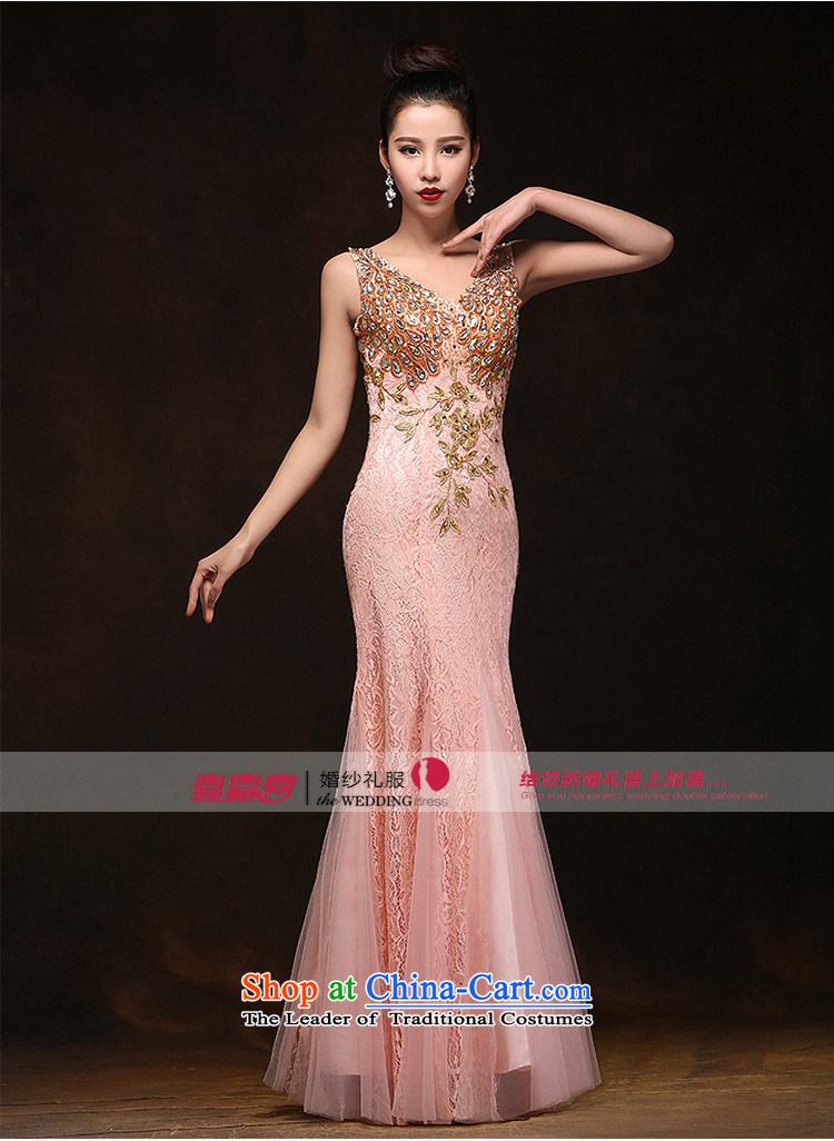 Hei Kaki 2015 new bows dress Korean crowsfoot shoulders evening dresses V-neck under the auspices of the annual concert dress skirt  DJ06 banquet Blue M picture, prices, brand platters! The elections are supplied in the national character of distribution, so action, buy now enjoy more preferential! As soon as possible.