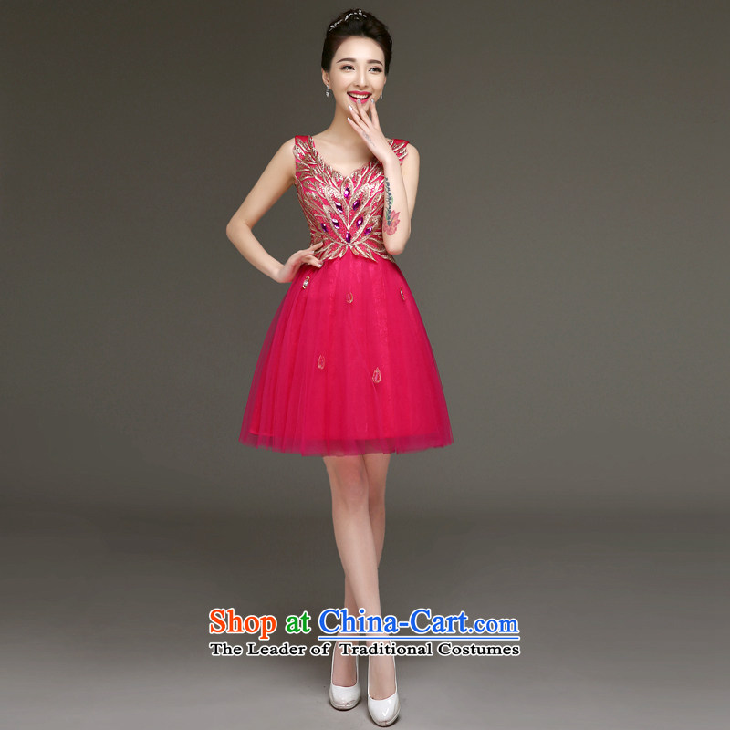 The privilege of serving-leung evening dresses 2015 new bride bows services fall short of bridesmaid dress small dress bridesmaid skirts of female Red2XL