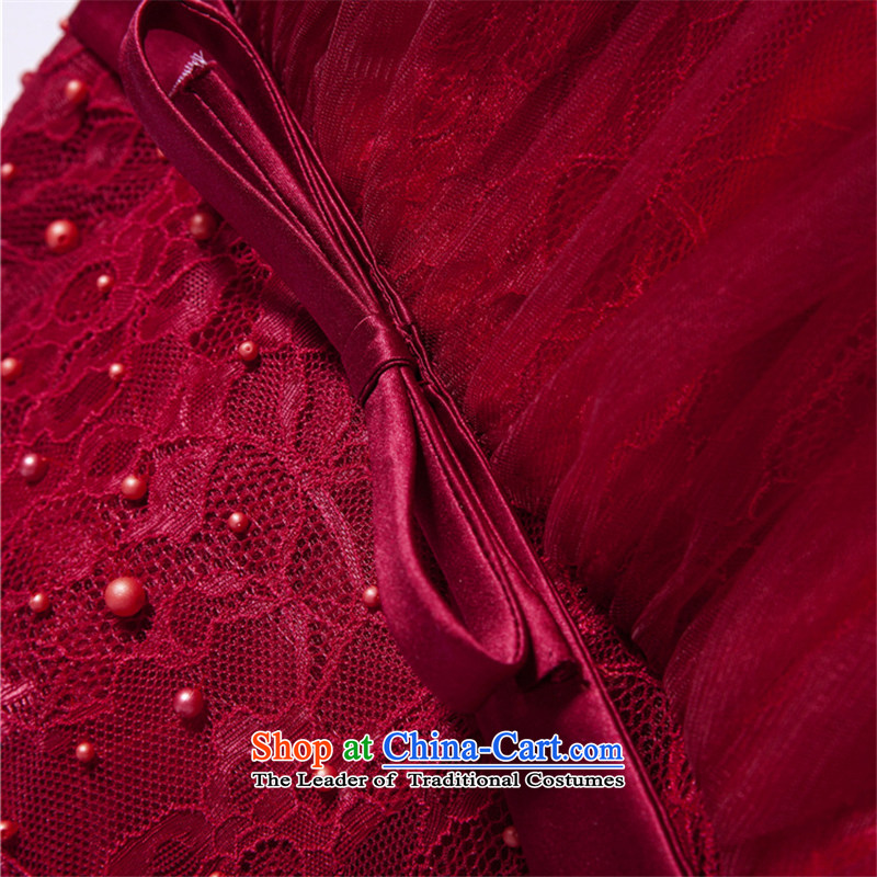 (Aaron's health-new bride bows services for high-end dress in Europe long word shoulder evening gatherings party wedding dress skirt wine red XXL, Heung-lun's shopping on the Internet has been pressed.