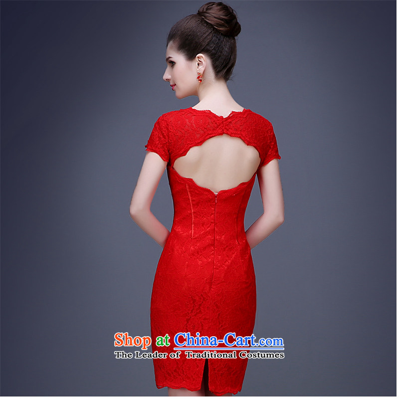 (Heung-lun's health red lace evening dress cheongsam dress the spring and summer of 2015, married back to back door bride bows with short, Aaron's.... XXL, incense shopping on the Internet