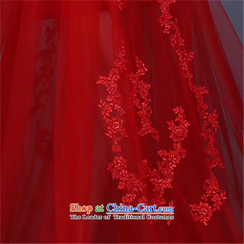 (Heung-lun's health services marriage red bows bride shoulder fashionable upper evening dresses high-end show photographic film floor theme clothing red XL, incense, , , , Dell Online Shopping