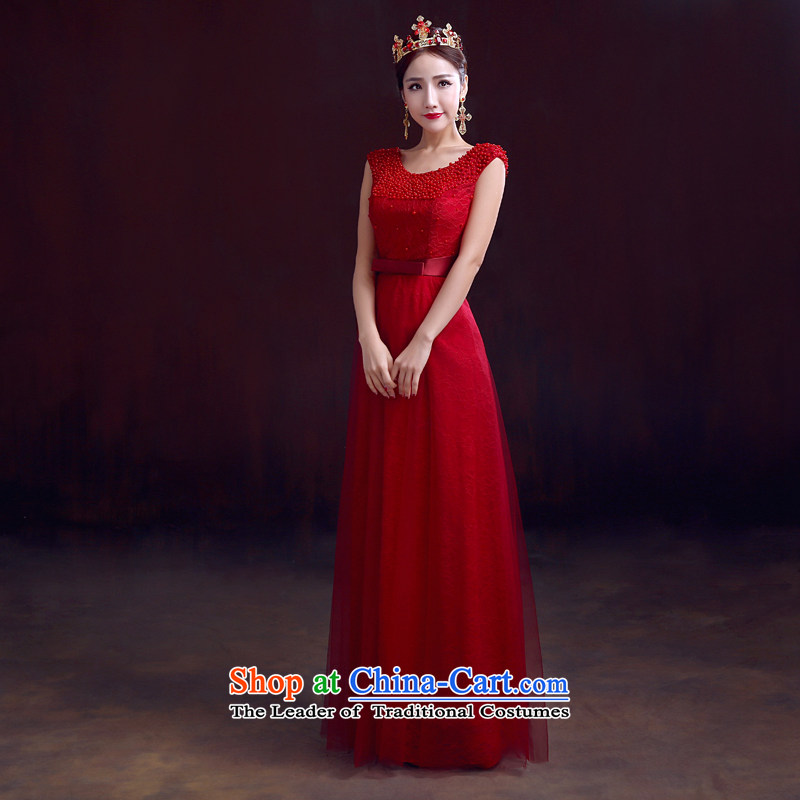 The dumping of the wedding dress bride services 2015 Spring drink red marriage gown shoulders bows to Sau San video thin wine red , L, dumping of wedding dress shopping on the Internet has been pressed.