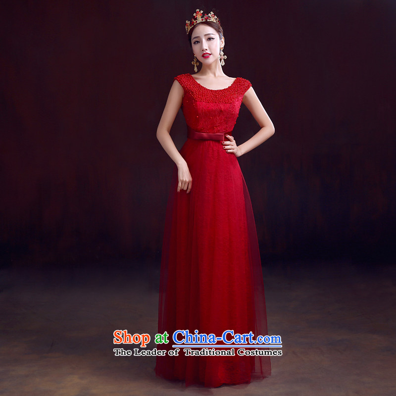 The dumping of the wedding dress bride services 2015 Spring drink red marriage gown shoulders bows to Sau San video thin wine red , L, dumping of wedding dress shopping on the Internet has been pressed.