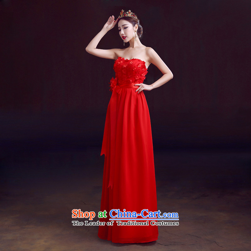 The dumping of the wedding dress bows Service Bridal 2015 Spring Red Long Chest dress Sau San video anointed thin marriage services red , L, dumping bows of wedding dress shopping on the Internet has been pressed.