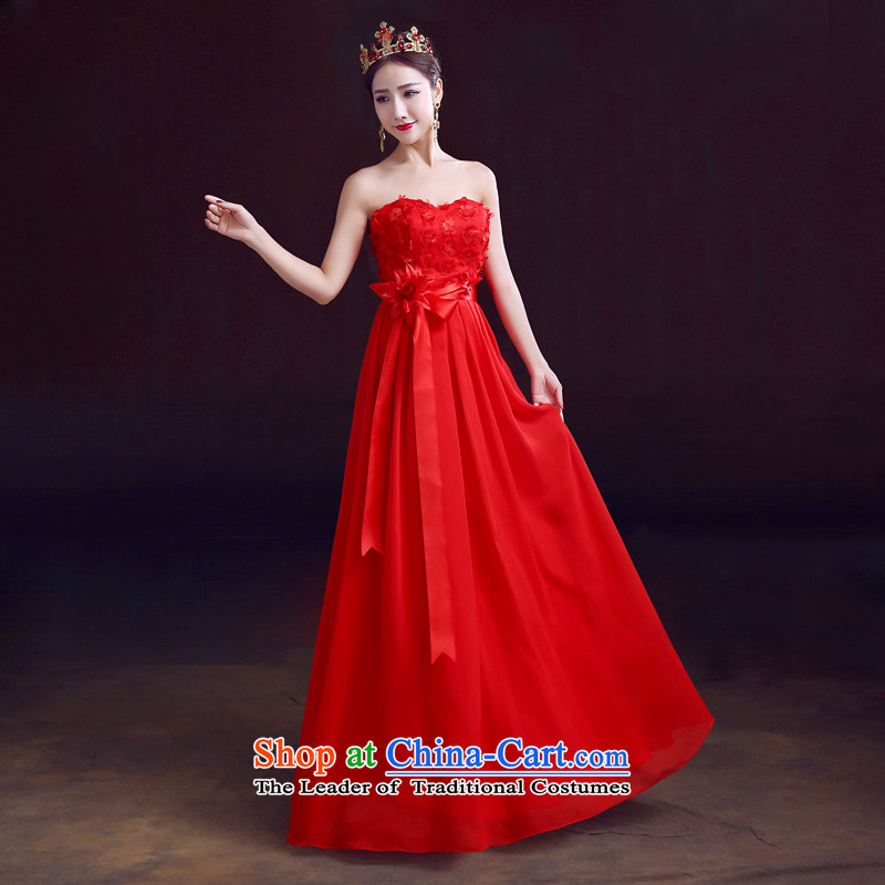The dumping of the wedding dress bows Service Bridal 2015 Spring Red Long Chest dress Sau San video anointed thin marriage services red , L, dumping bows of wedding dress shopping on the Internet has been pressed.