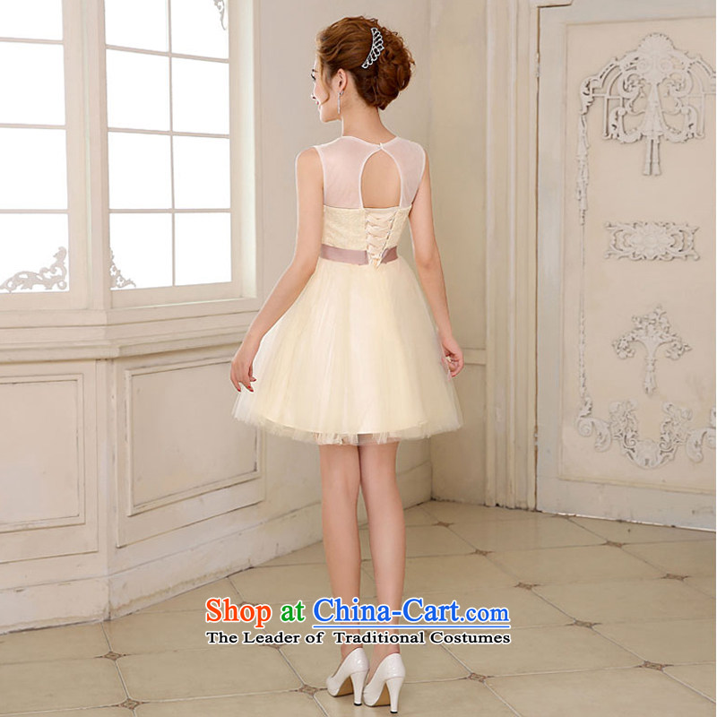 Talk to her new 2015 bridesmaid small Dress Short, champagne color version of the Korean ballet silkscreen wedding dresses skirt lapel bridesmaid services serving the sister champagne color XL, whisper to Madame shopping on the Internet has been pressed.
