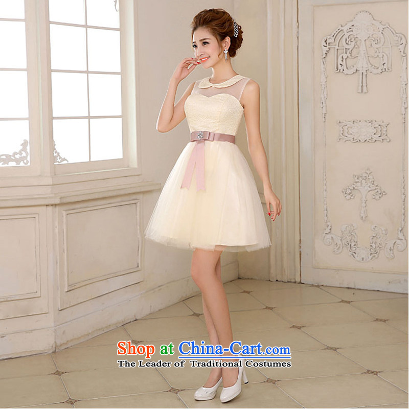 Talk to her new 2015 bridesmaid small Dress Short, champagne color version of the Korean ballet silkscreen wedding dresses skirt lapel bridesmaid services serving the sister champagne color XL, whisper to Madame shopping on the Internet has been pressed.