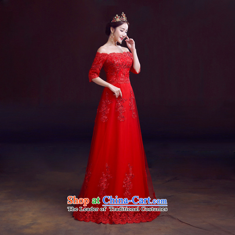 Red in the summer of 2015, serving drink one field shoulder brides cuff wedding dresses and slender, red graphics, XL, dumping of wedding dress shopping on the Internet has been pressed.