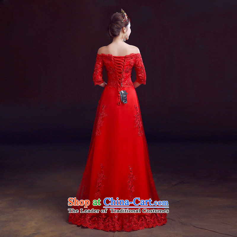Red in the summer of 2015, serving drink one field shoulder brides cuff wedding dresses and slender, red graphics, XL, dumping of wedding dress shopping on the Internet has been pressed.