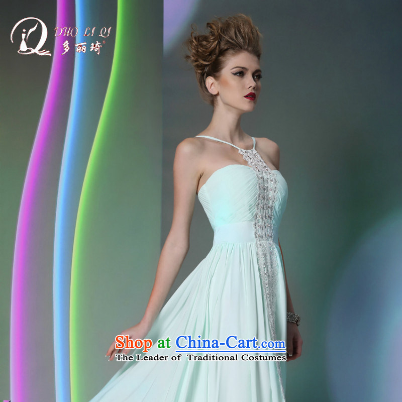 Doris Qi western dress imports of diamond ornaments manually evening dresses and annual winter sexy long white gown M