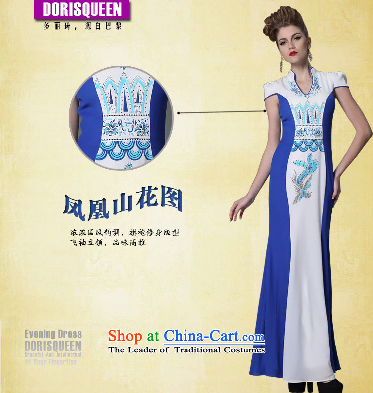 Doris Qi qipao gown S curve classic skirt T desktop show model dress blue L picture, prices, brand platters! The elections are supplied in the national character of distribution, so action, buy now enjoy more preferential! As soon as possible.