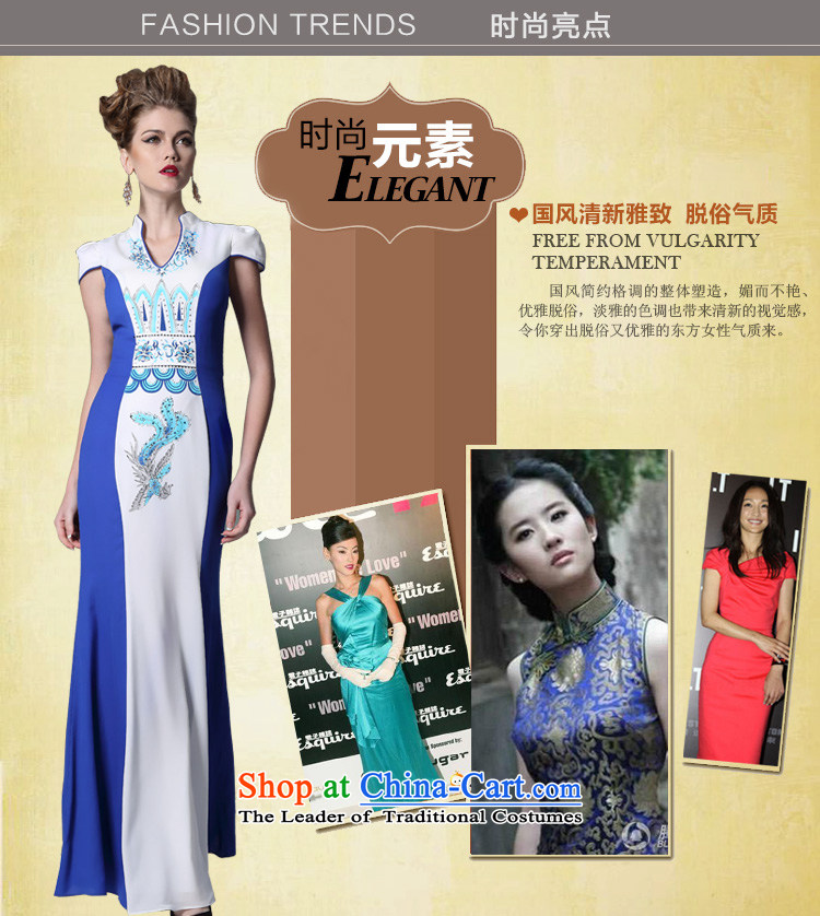 Doris Qi qipao gown S curve classic skirt T desktop show model dress blue L picture, prices, brand platters! The elections are supplied in the national character of distribution, so action, buy now enjoy more preferential! As soon as possible.