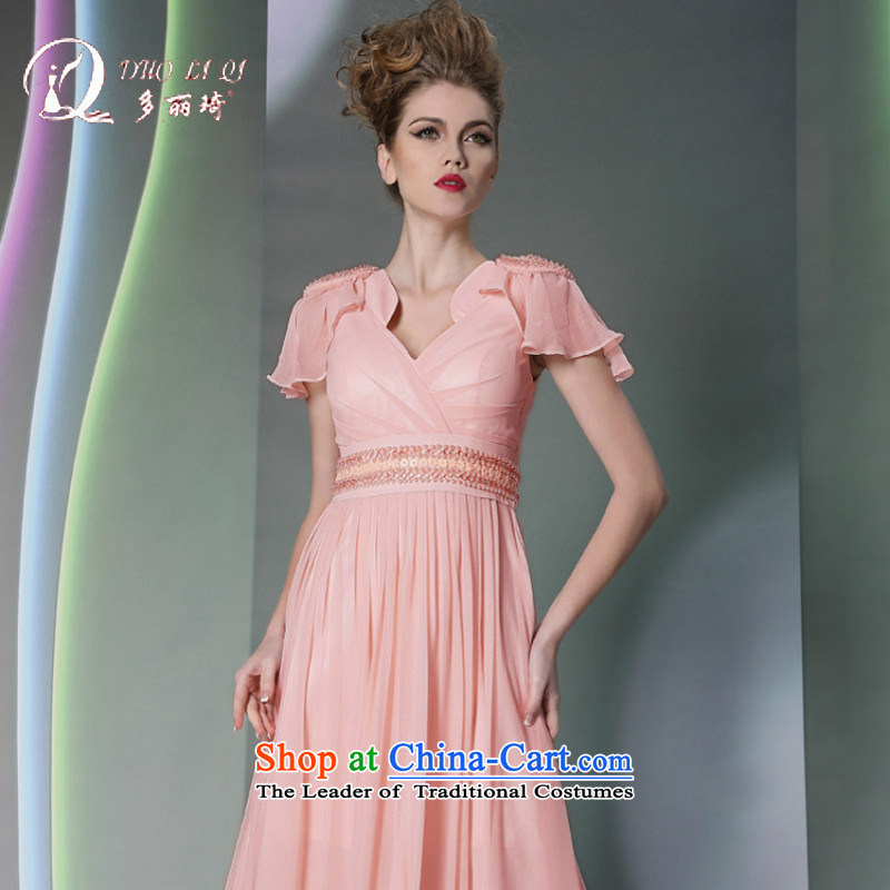 Doris Qi pink dress short-sleeved Show 2014 new dress hot appointments bridesmaid evening female pink XXL, Doris Qi (doris dress) , , , shopping on the Internet