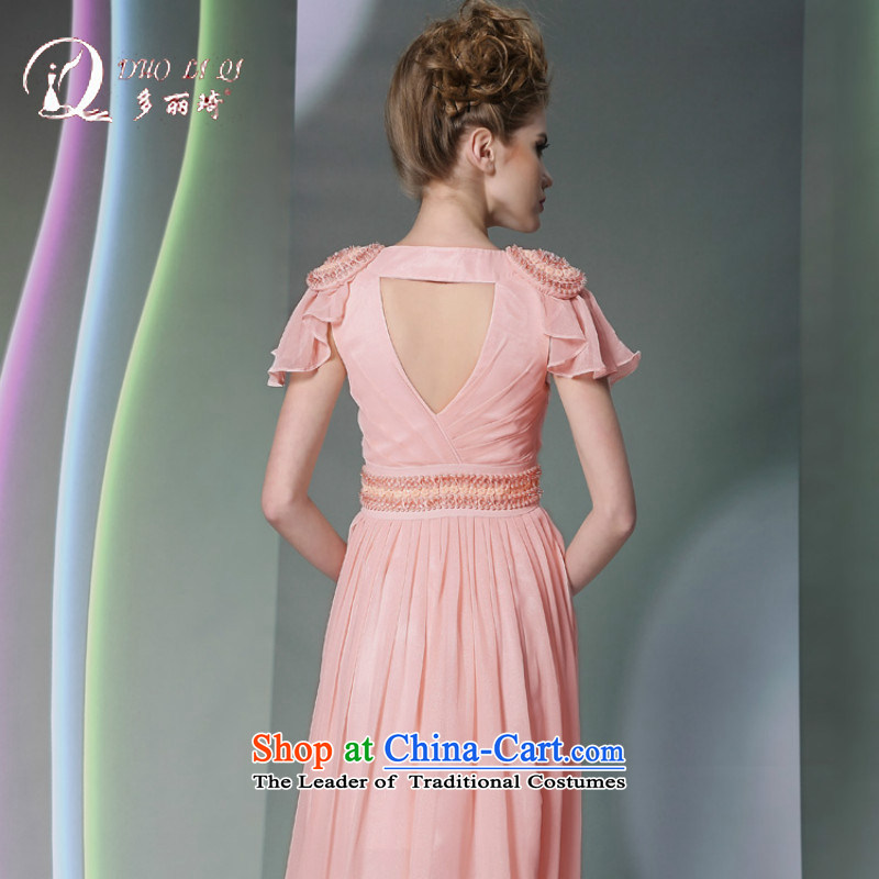 Doris Qi pink dress short-sleeved Show 2014 new dress hot appointments bridesmaid evening female pink XXL, Doris Qi (doris dress) , , , shopping on the Internet