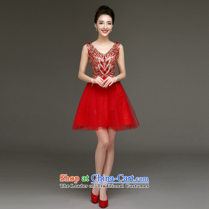 The privilege of serving-leung evening dresses 2015 new bride dress bows services fall short of Female dress small marriage, sister skirt Red 2XL