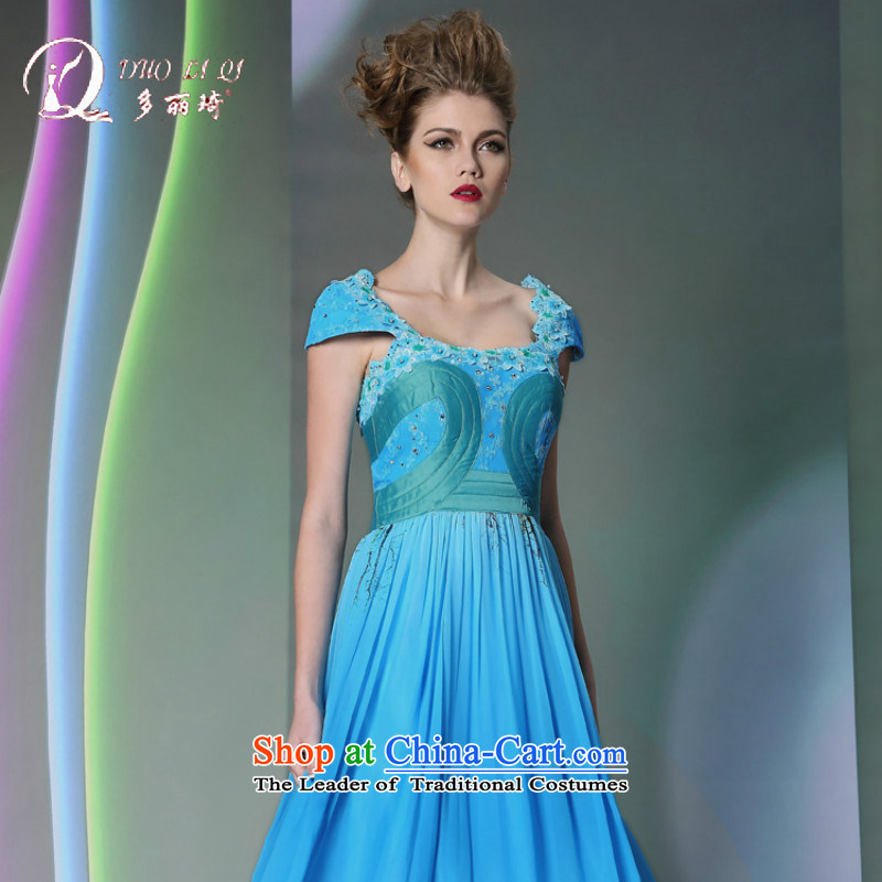 Doris Qi 2014 new products long dresses in-the-know party banquets at night blue light blue dress XL, Doris Qi (doris dress) , , , shopping on the Internet