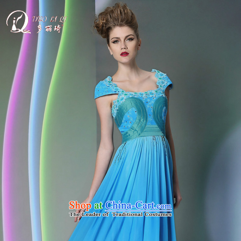 Doris Qi 2014 new products long dresses in-the-know party banquets at night blue light blue dress XL, Doris Qi (doris dress) , , , shopping on the Internet