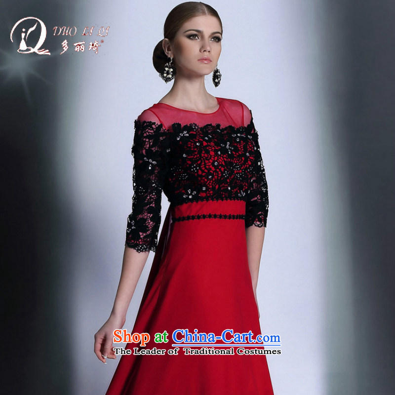 Western dress in red and black color plane collision cuff evening dress western style original dress winter clothing red , L, more bows Lai Ki (doris dress) , , , shopping on the Internet
