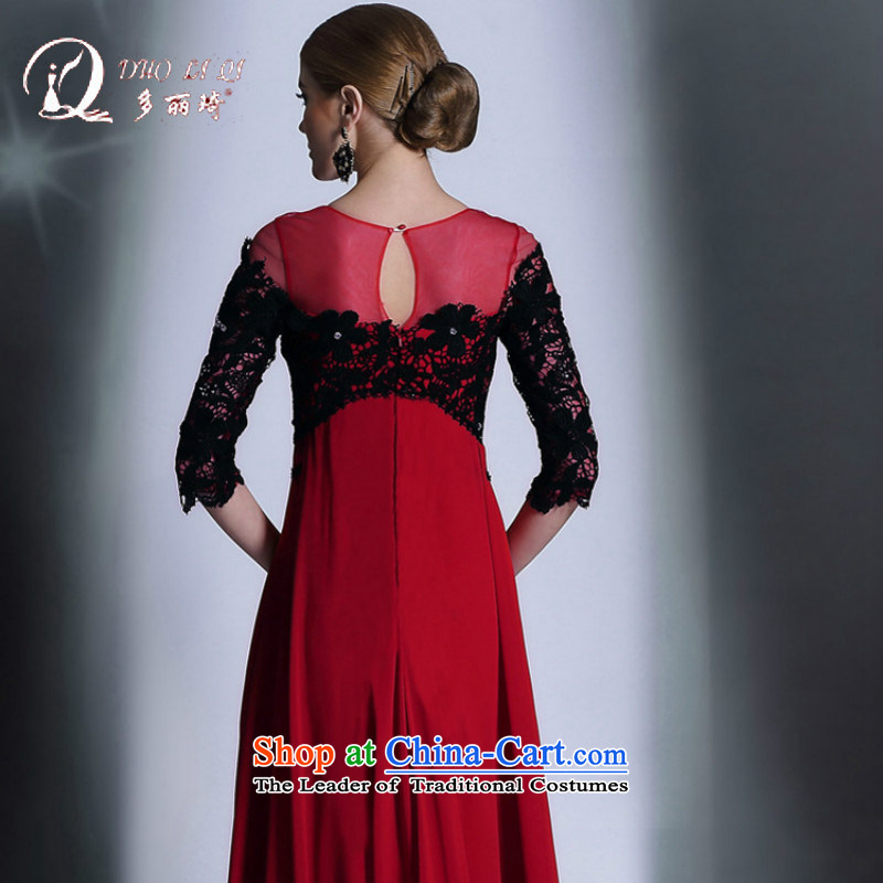 Western dress in red and black color plane collision cuff evening dress western style original dress winter clothing red , L, more bows Lai Ki (doris dress) , , , shopping on the Internet