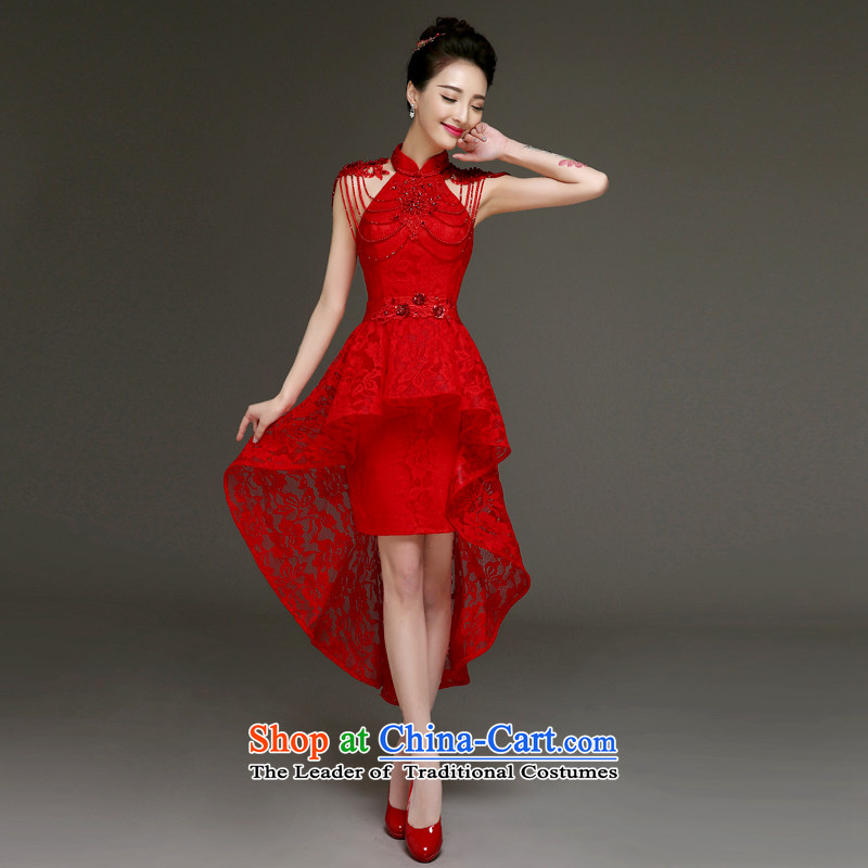 The privilege of serving-leung 2015 new bride bows services in summer and autumn short, red front stub long after wedding dress small red dress , L, a service-leung , , , shopping on the Internet
