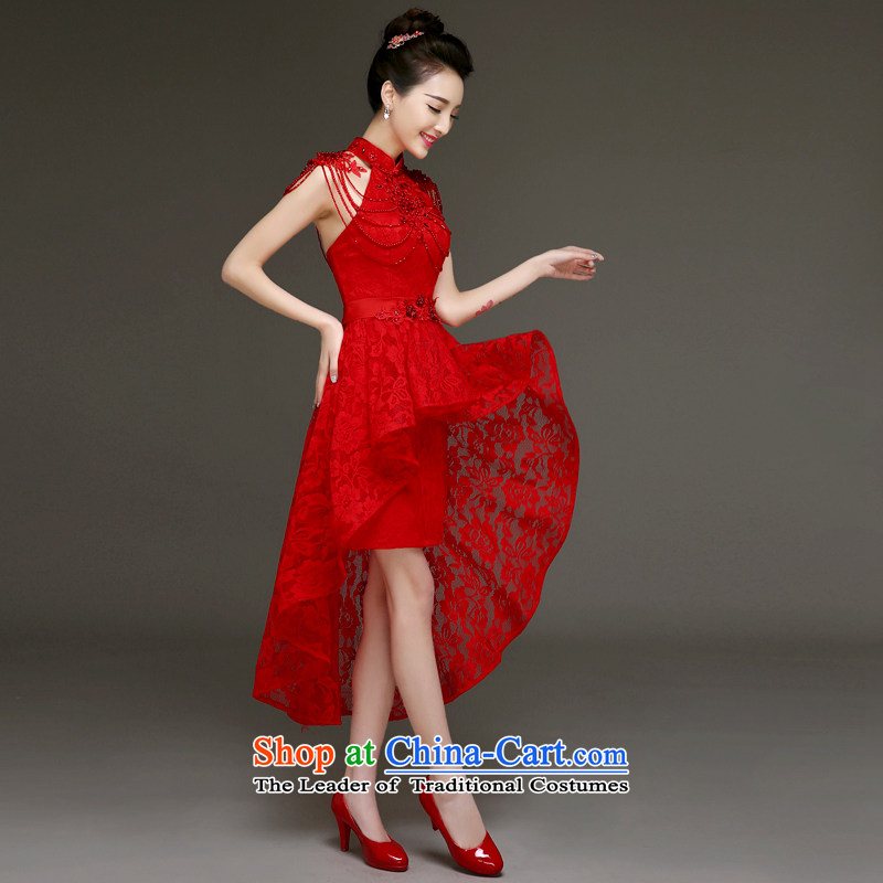 The privilege of serving-leung 2015 new bride bows services in summer and autumn short, red front stub long after wedding dress small red dress , L, a service-leung , , , shopping on the Internet