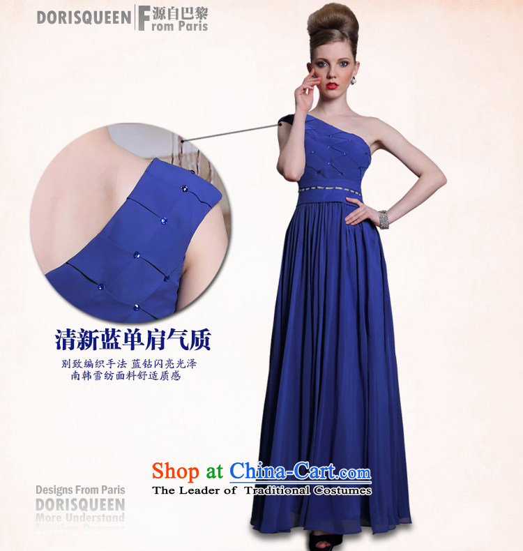 Doris Ki-chun, sapphire blue dress shoulder noble minimalist A field in evening dress female zipper waist long skirt blue XXL picture, prices, brand platters! The elections are supplied in the national character of distribution, so action, buy now enjoy more preferential! As soon as possible.