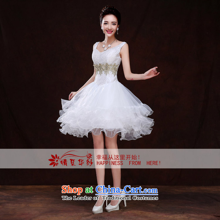 Qing Hua yarn bride short wedding banquet evening dresses bridesmaid Service, 2015 new spring and summer wedding dresses marriages small dress Sau San white L pictures, female price, brand platters! The elections are supplied in the national character of distribution, so action, buy now enjoy more preferential! As soon as possible.