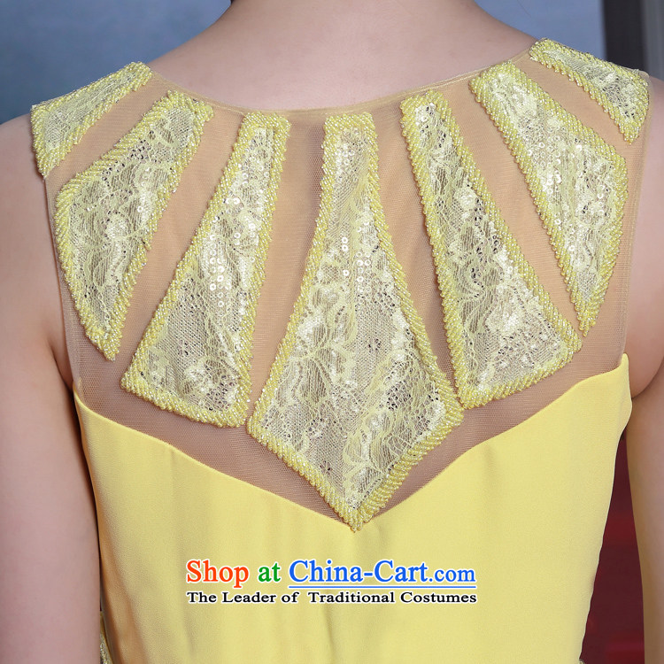 Doris Qi new bright yellow dress manually staple bead dress bridesmaid dress graduated dress Pale Yellow XL Photo, prices, brand platters! The elections are supplied in the national character of distribution, so action, buy now enjoy more preferential! As soon as possible.