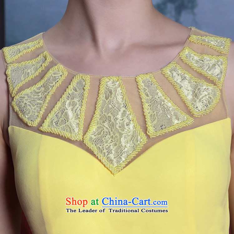 Doris Qi new bright yellow dress manually staple bead dress bridesmaid dress graduated dress Pale Yellow XL Photo, prices, brand platters! The elections are supplied in the national character of distribution, so action, buy now enjoy more preferential! As soon as possible.