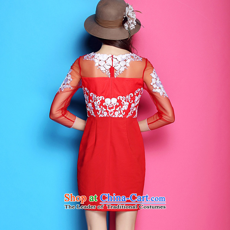 The OSCE Poetry Film 2015 Fall/Winter Collections new women's binding bead embroidery and look Sau San package the skirt of her dress and short on red under a drink red XL, Europe (oushiying poem) , , , shopping on the Internet