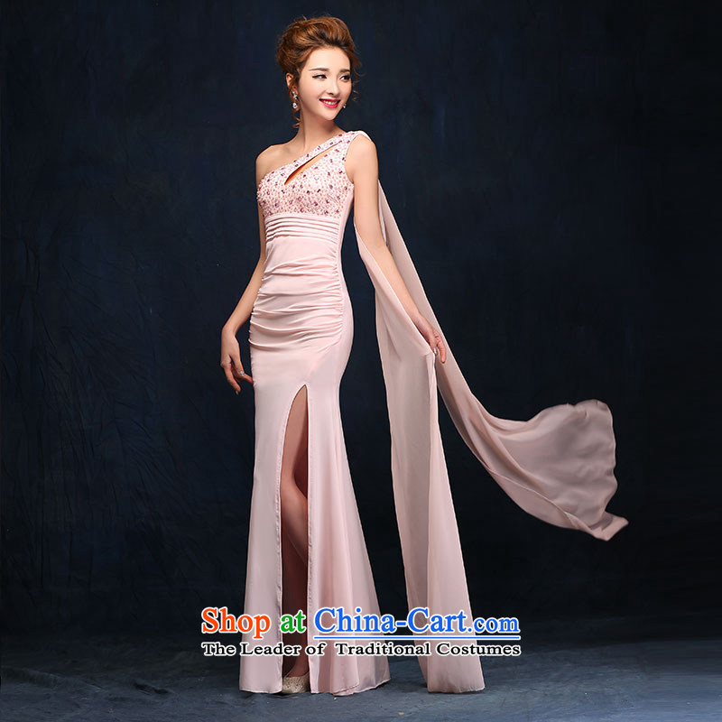 According to Lin Sha pink banquet nightclubs evening dress single shoulder length of the annual meeting of the persons chairing the company dress package and evening dresses pink , L, according to Lin Sha , , , shopping on the Internet