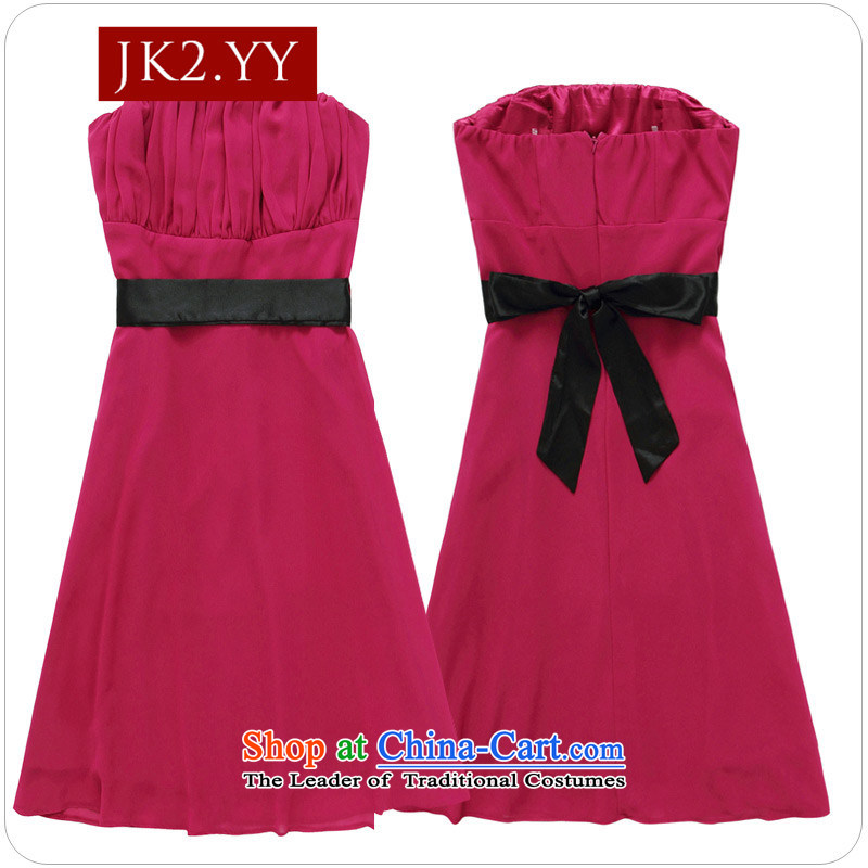  The Korean version of JK2 minimalist style with large collision color chest belt chiffon dinner show dress dresses in red are code ,JK2.YY,,, shopping on the Internet