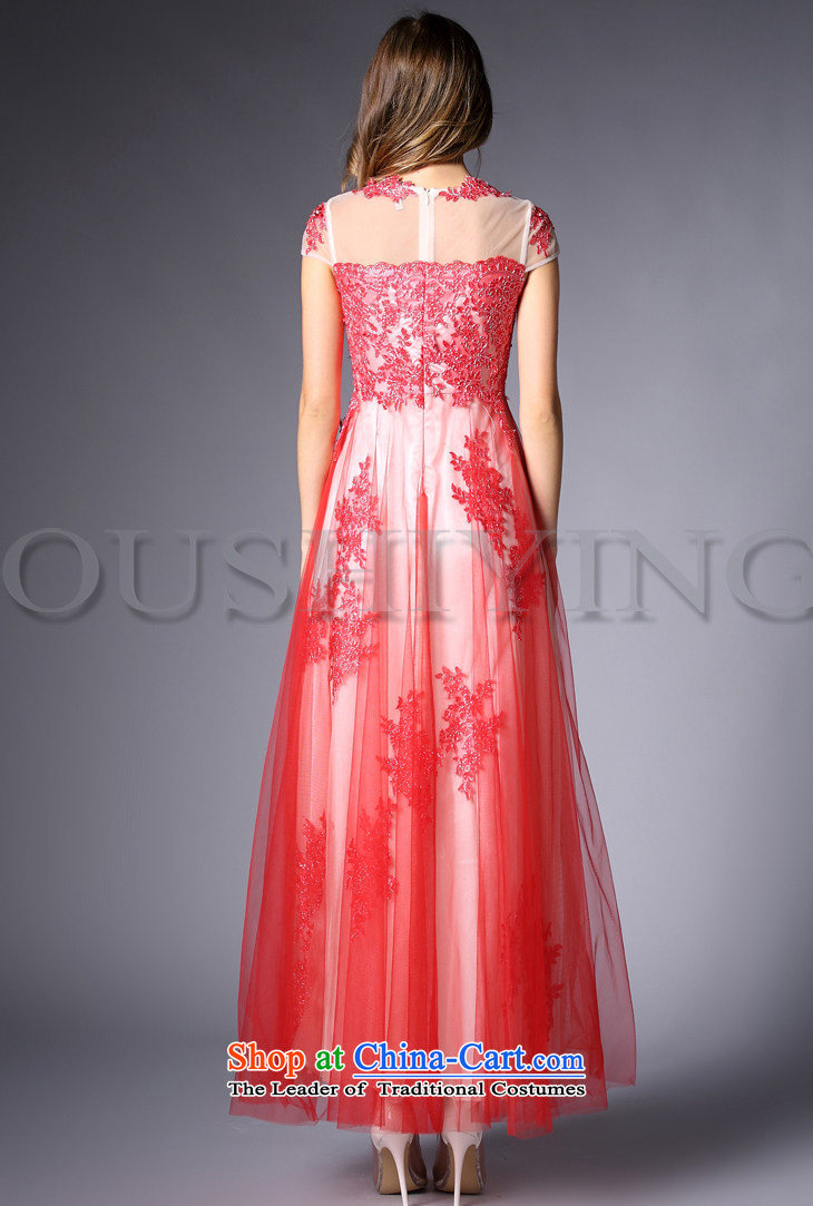 The OSCE Poetry Film Women's dresses heavy industry staples bead embroidered gauze large bride wedding dresses long skirt serving evening drink red S picture, prices, brand platters! The elections are supplied in the national character of distribution, so action, buy now enjoy more preferential! As soon as possible.