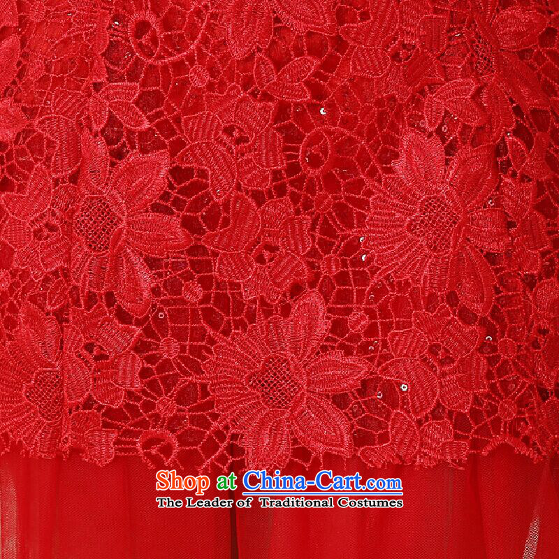 Talk to her new 2015 lace bridal dresses, Korean short red shoulders bows service of marriage crowsfoot small red dress XXL, whisper to Madame shopping on the Internet has been pressed.