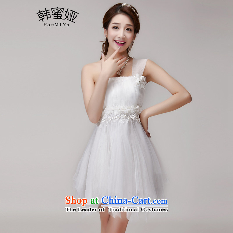 Korea honey ah bridesmaid services 2015 new bridesmaid mission banquet dinner dress short skirts, small sister dress summer DR9553 white are code