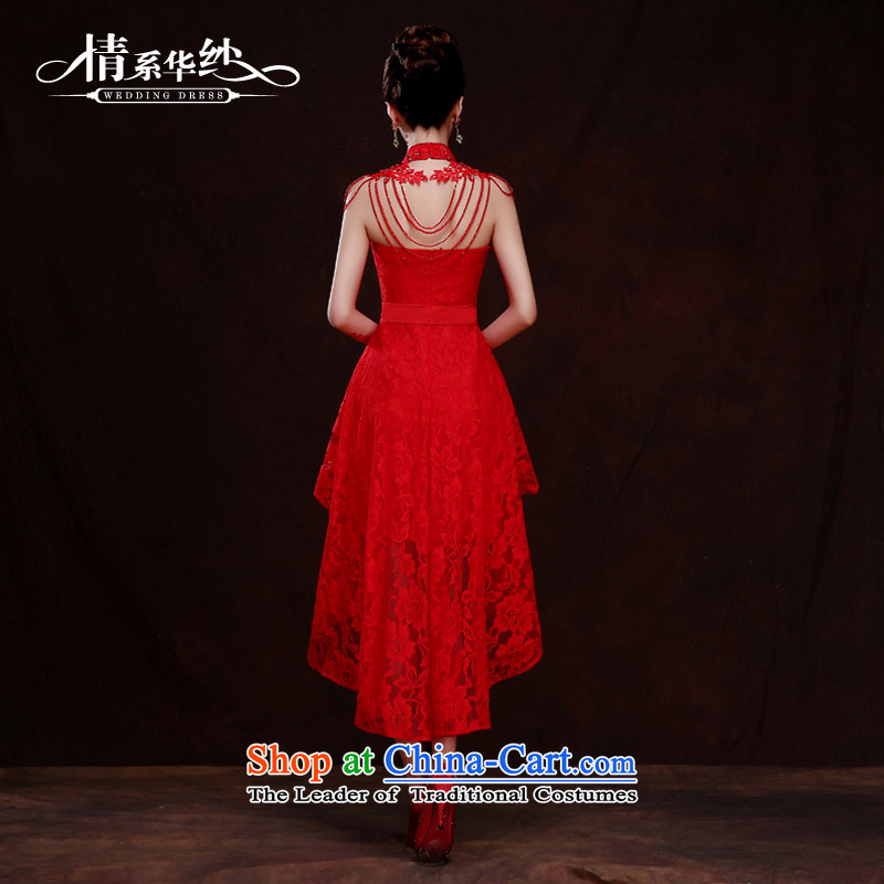 Qing Hua 2015 new bride yarn bows to the skirt marriage wedding dresses long red stylish evening dress autumn and winter female red s Qing Hua yarn , , , shopping on the Internet