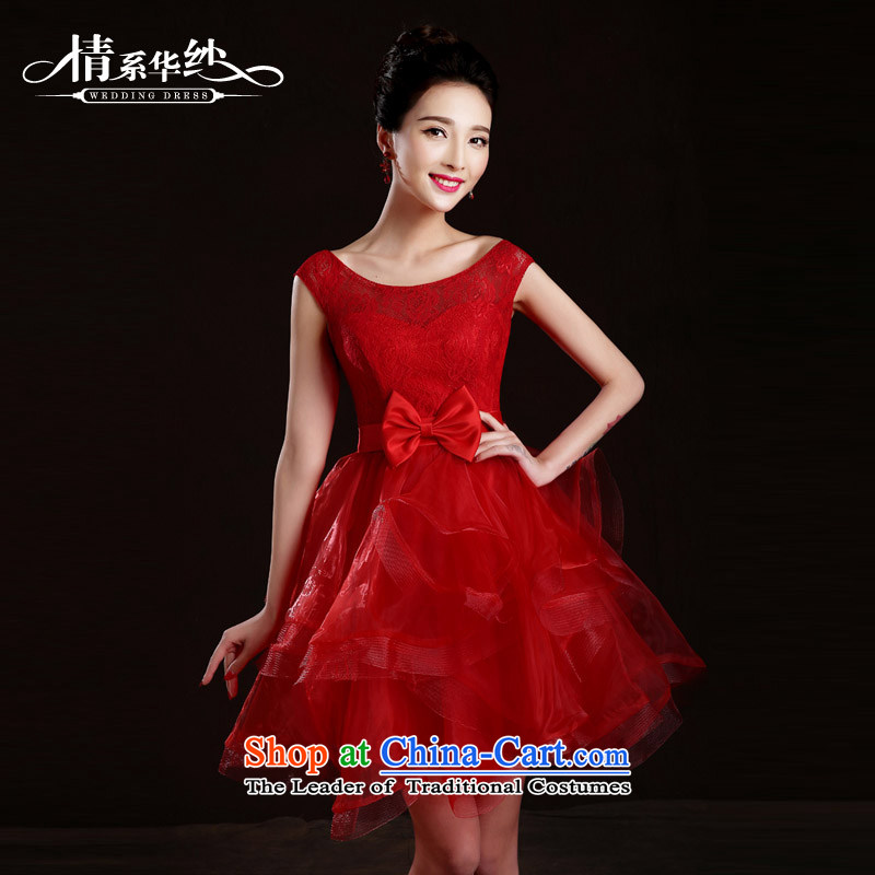 The feelings of Chinese New Year 2015 won by the Word version of wedding dresses shoulder short bride bows bridesmaid services services bon bon spring and summer evening dress red s Qing Hua yarn , , , shopping on the Internet