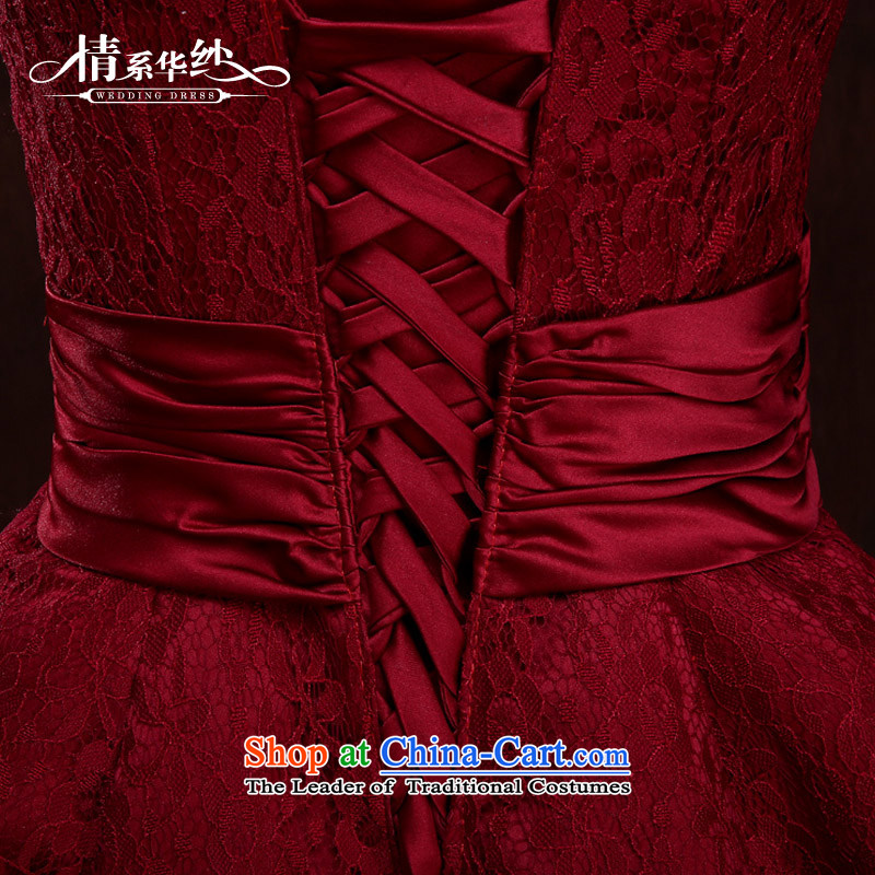 Qing Hua yarn bows service, wine red and chest small dress marriages evening dresses bridesmaid mission skirts spring 2015 new dark red s Qing Hua yarn , , , shopping on the Internet