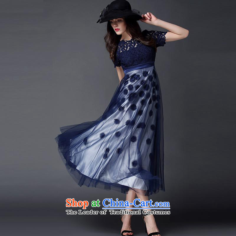 The OSCE Poetry Film 2015 new long wedding banquet party bridesmaid red wedding dress bride long skirt annual bows wedding blue XL, Europe (oushiying poem) , , , shopping on the Internet