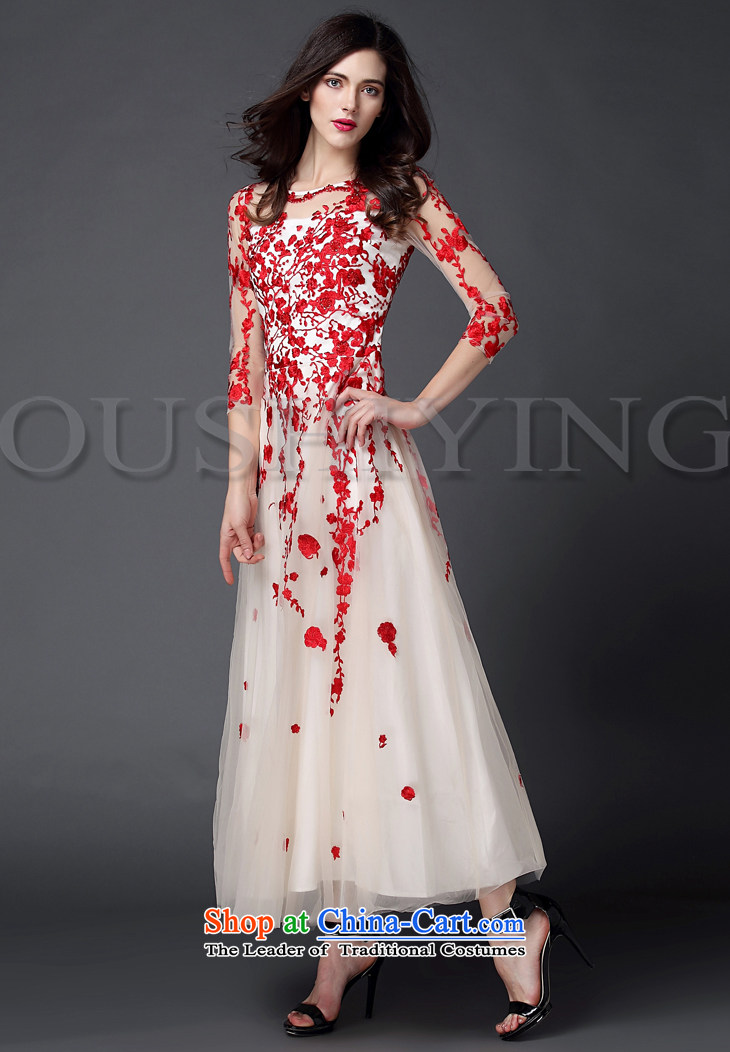 The OSCE Poetry Film 2015 autumn and winter new Western big gauze stitching heavy industry staples bead embroidered dress dresses Sau San Long skirts RED M picture, prices, brand platters! The elections are supplied in the national character of distribution, so action, buy now enjoy more preferential! As soon as possible.