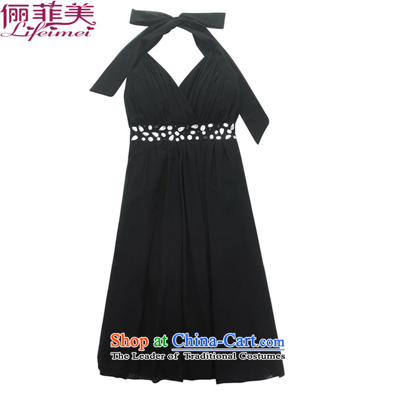 158 and sexy V-neck a bright pearl of staple manually drill upscale chiffon evening thick mm video skinny dress dresses black XXL 135-155 suitable for that achievement and shopping on the Internet has been pressed.