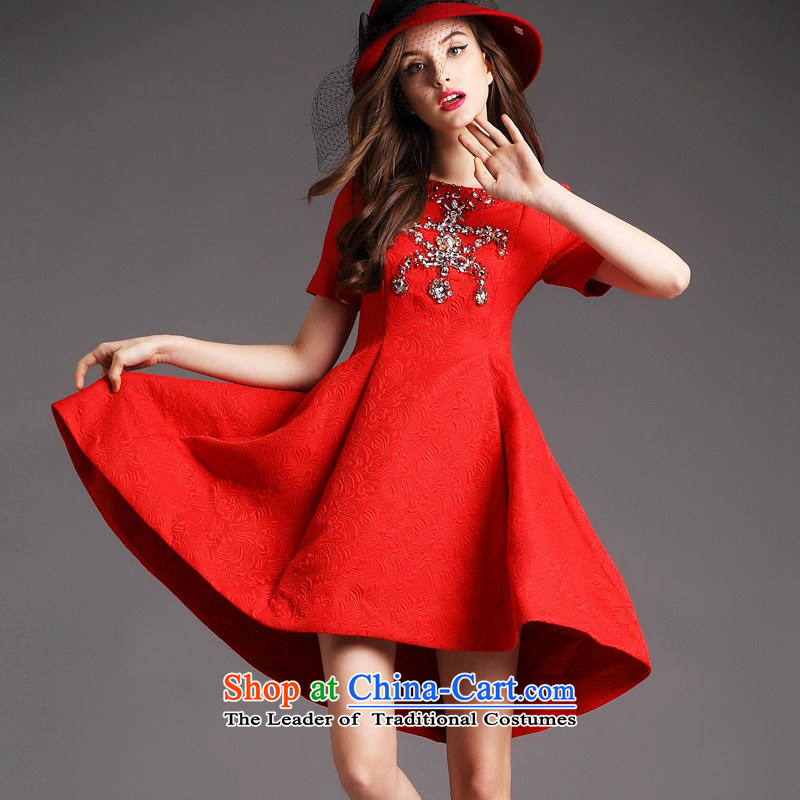 The OSCE Poetry Film 2015 new women's dresses temperament Sau San wedding banquet evening dress bridesmaid to marry heavy industry for the Pearl River Delta bride dovetail evening dresses red S, Europe (oushiying poem) , , , shopping on the Internet