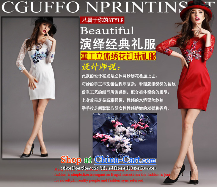 The OSCE Poetry Film 2015 autumn and winter new women lace stitching stereo plate Flower nail Pearl Princess 7 cuff and dress skirt toasting champagne package service female dresses White XL Photo, prices, brand platters! The elections are supplied in the national character of distribution, so action, buy now enjoy more preferential! As soon as possible.