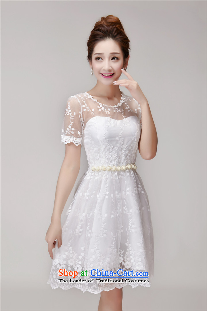 Schui Sze Summer High-end heavy industry lace hook flower engraving gauze manually staple Pearl Princess dresses dress skirt Fashion hen banquet noble Sister White L pictures, service price, brand platters! The elections are supplied in the national character of distribution, so action, buy now enjoy more preferential! As soon as possible.
